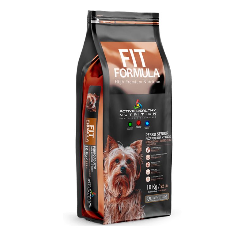 Alimento Fit Formula Senior Alimento Fit Formula Senior ha sido especialmente desarrollado para mantener y mejorar la calidad de vida de su mascota en edad avanzada. Este alimento premium para perros de raza pequeña aborda las necesidades nutricionales específicas de los perros mayores, quienes a menudo enfrentan una disminución en su metabolismo, pérdida de masa muscular y otros desafíos relacionados con la vejez. Con ingredientes seleccionados y formulaciones innovadoras, Fit Formula Senior proporciona todo lo necesario para que su compañero peludo se sienta activo y saludable en esta etapa de su vida.