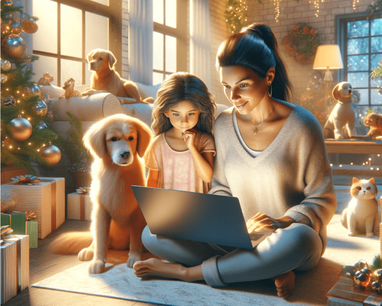 Oferta especial de Navidad en Animal Lovers - Descuentos exclusivos para miembros registrados con adorables mascotas disfrutando del ambiente festivo.