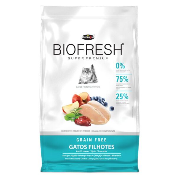 Biofresh Gatitos es para cachorros y es un alimento con alta inclusión de carnes frescas y un toque de verduras y frutas, con un 75% de ingredientes de origen animal, totalmente libre de granos e ideal para felinos.