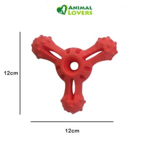 Mordedor Trifuerza de Goma para Perros. Juguete resistente con textura que limpia dientes y reduce ansiedad. Ideal para perros medianos o grandes.