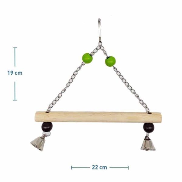 Columpio jaula pajaros madera con campanas 1 1