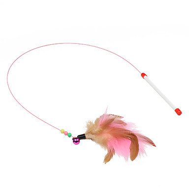 Hot 2014 New Arrival Pet Cat Toys Cute Design Steel Wire Feather Teaser Wand Toy for 1