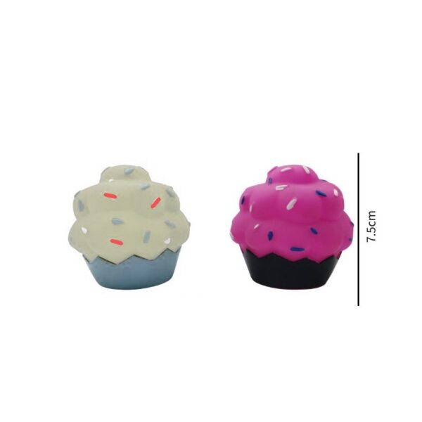 Mordedor para Perros Cupcake. Juguete de goma con sonido, ideal para perros pequeños. Estimula, entretiene y ayuda a reducir ansiedad.