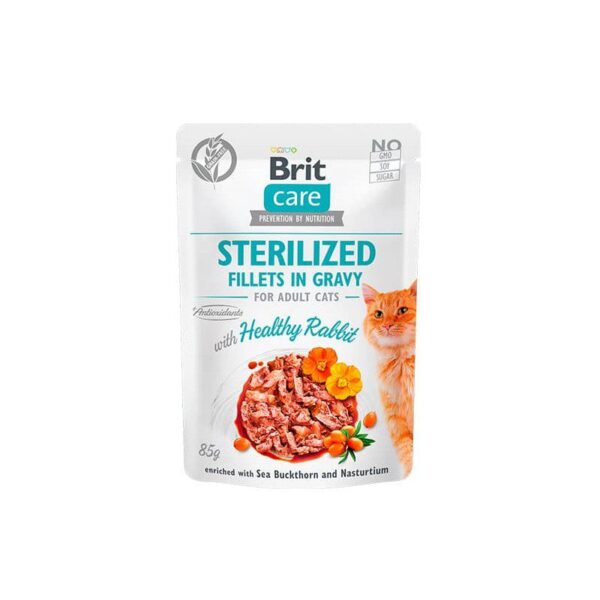 brit care cat sterilized fillets in gravy with healthy rabbit 2