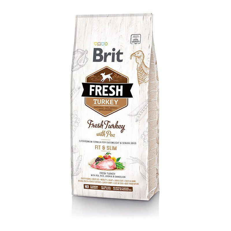 brit-fresh-pavo-senior.jpg Brit Fresh Pavo Senior es un alimento indicado para perros adultos con sobrepeso y perros mayores. Formulado con Pavo fresco con guisantes, arroz, aronia y diente de león. Alimento holístico para perros elaborado con un 40% de carne fresca cuidadosamente procesada.