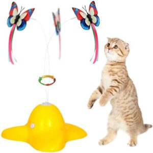 Juego Interactivo Gatos Mariposa es un juguete eléctrico para tu gato que llamara totalmente la atencion de esté. Este divertido juguete de gato consta de una mariposa que gira en diferentes velocidades para atraer la atencion de tu mascota. Este juguete emula el movimiento de una mariposa. Como resultado volverá  loco a tu gato y fomenta el juego activo.