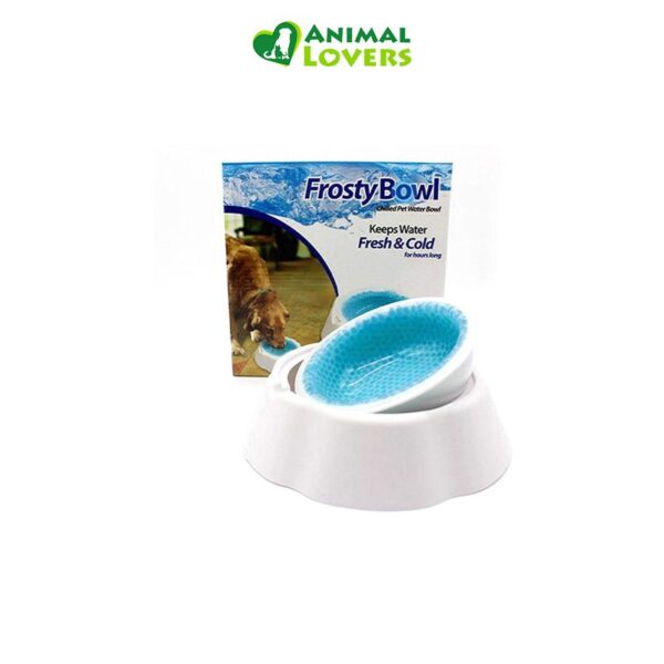 Frosty Bowl Plato Helado Plato Refrigerante para Mascotas mantiene el agua fría hasta por 8 horas sin electricidad. Ideal para perros y gatos en días calurosos.