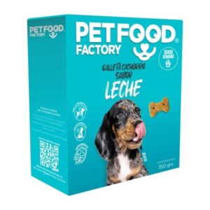 Galletas de perro PetFood Factory Leche 350grs. son galletas horneadas de grado humano altas en Pre & Probióticos que mejoran la digestión y su sistema inmune, con rico sabor a Leche.