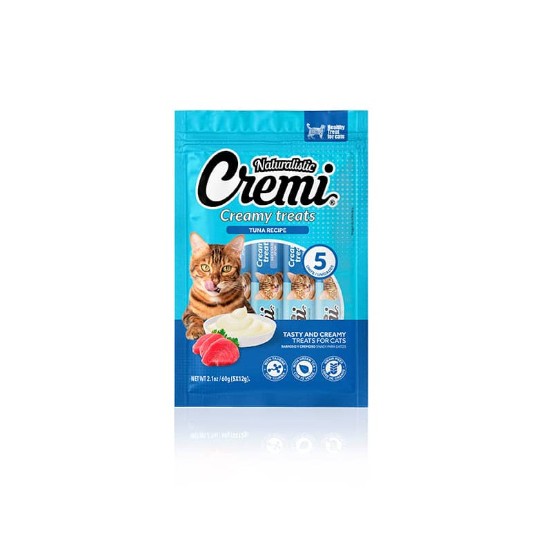 naturalistic-cremi-atún NATURALISTIC CREMI ATÚN es un snack cremoso para gatos de todas las edades. Elaborado con carne de atún, y reforzado con taurina.