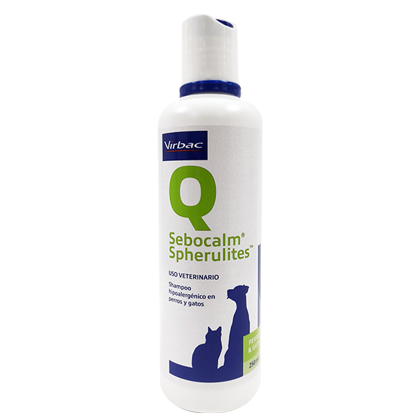 Shampoo para mascotas Sebocalm Spherulites es una solución suave especialmente desarrollada para perros y gatos. Su composición exclusiva contiene microcápsulas Spherulites.