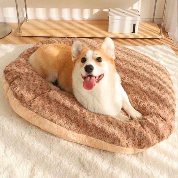 Cama Tipo Cojín Perro Pequeño, ovalado mullidos con materiales suaves y acogedores.