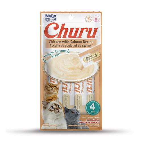 Churu Gato Pollo con Salmón es un rico premio para gato, a ellos les encantara. Su suave textura y esquisito sabor hacen de este snack una opción ideal para darle a tu mascota. De rico sabor de pollo con salmón. 